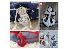 Stickserie ITH - Anker AHOI & MOIN - zum WENDEN plus ANHÄNGER, Appli & STECKER